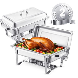 Chauffe-Plat-VEVOR-2PCs 75 L-Buffet Chauffant Rectangulaire-Réchaud en Acier Inoxydable-avec Couvercle