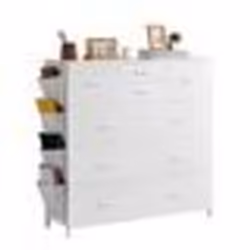 Commode Haute en Tissu à 10 Tiroirs-VEVOR-Meuble de Rangement avec Bacs Tissu-pour Chambre Couloir Blanc