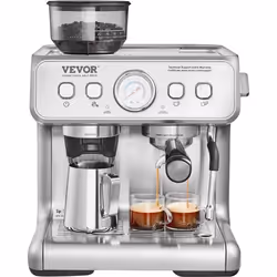 Machine à espresso - VEVOR - 343 x 348 x 412 mm avec Broyeur Cafetière Semi-automatique 15 bars Bureau Réservoir deau amovibl ...