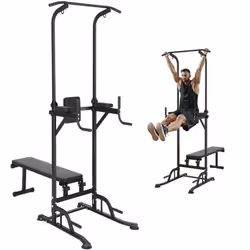 Chaise romaine - VEVOR - Barre de Traction Hauteur Réglable 10 Niveaux avec Banc 765 x 1 780 x 2 300 mm noire charge maximale ...