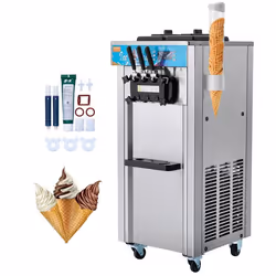 Machine à Crème Glacée Commerciale-VEVOR-21-31 L/h 1500 W 3 Saveurs-Machine à Glace Italienne Trémie 2x55 L