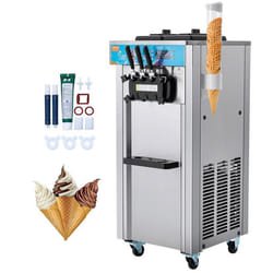 Machine à Crème Glacée Commerciale-VEVOR-21-31 L/h 1500 W 3 Saveurs-Machine à Glace Italienne Trémie 2x55 L