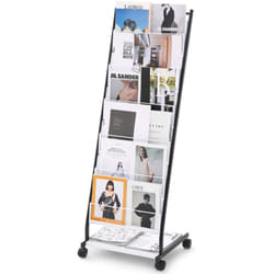 VEVOR Support de rangement de litterature, support mobile au sol a 6 niveaux, avec 4 roulettes(2 avec freins),equipe de 6 emplacements pour brochure