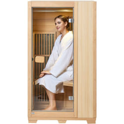Vevor - Sauna en bois infrarouge lointain, cabine sauna spa a domicile pour 1 personne, faible emf, porte en verre trempe, lampe de lecture led,