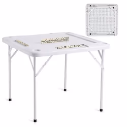 Table de Mahjong Pliante Carré-VEVOR-4 Joueurs-avec 4 Porte-gobelets 4 Plateaux à Jetons-Puzzles Poker Mahjong-90 x 90 cm-Bla ...