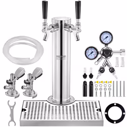 Kit Colonne à Bière - VEVOR - 175 x 115 x 435 mm Kit Colonne à Bière 2 Robinets Distributeur de Bière Coupleur Système-A