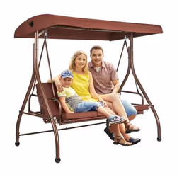 Balançoire de terrasse - VEVOR - 1850×1170×1770 mm Balancelle de patio balançoire auvent convertible réglable 3 places marron