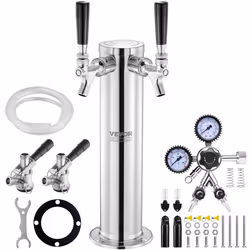 Kit Colonne à Bière 2 Robinets-VEVOR-Acier Inoxydable-Double Jauge W218-Coupleur de Fût Système S-Bar-Restaurant-Maison