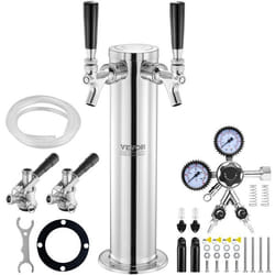 Kit Colonne à Bière 2 Robinets-VEVOR-Acier Inoxydable-Double Jauge W218-Coupleur de Fût Système S-Bar-Restaurant-Maison