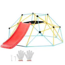 Dôme dEscalade Géométrique-VEVOR-3 à 9 Ans-244 cm- Toboggan-Supporte 272 kg-Manche-Assemblage Facile-Intérieur et Extérieur