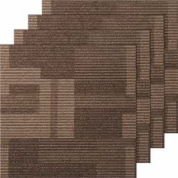 Dalles de Moquette-VEVOR-61x61 cm-24PCS-Facile à Installer-Velours-Chambre à Coucher Salon Marron Mélangé-Marron Mélangé