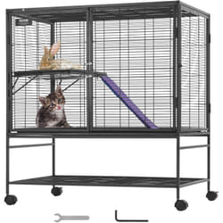 VEVOR Maison mobile en metal pour furets de 39 po, habitat spacieux a deux niveaux, rampes et plateau inclus, assemblage simple, ideal pour rats,