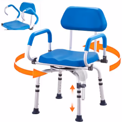 Caractéristiques & Détails Chaise pivotante à 360° avec bras pivotants : contrairement aux chaises de douche standard, la cha ...
