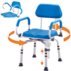 VEVOR Chaise de douche pivotante a 360 degres, siege de douche reglable avec bras pivotants et siege de bain rembourre pour douche interieure ou