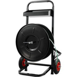 Chariot de cerclage pour bobines de cerclage PET/PP/fibre de 203 mm, distributeur de cerclage robuste, equipe de poulies anti-recul, systeme de
