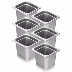 Bac Gastronorme-VEVOR-GN 1/6 Lot de 6-Inox-Bain-08 mm dÉpaisseur-16cm Profondeur-Réfrigérateurs Stockage Restauration