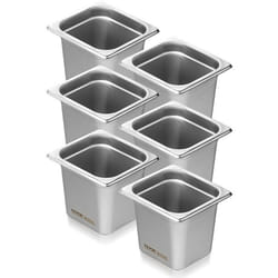 Bac Gastronorme-VEVOR-GN 1/6 Lot de 6-Inox-Bain-08 mm dÉpaisseur-16cm Profondeur-Réfrigérateurs Stockage Restauration
