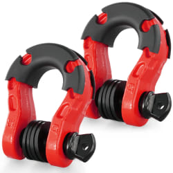 VEVOR Manille a anneau D 19 mm, lot de 2 manilles de remorquage acier allie, resistance a rupture 30 t avec goupille a vis 22 mm, isolateurs et rondelles, recuperation pour VTT, camions, jeep, rouge