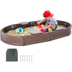 Vevor - Bac a sable avec couvercle, 1830 x 1055 x 230 mm, bac a sable ovale en pehd avec 4 sieges deangle et doublure inferieure, pour jardin