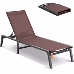 Chaises Longues dextérieur-VEVOR-Chaises Pliantes Inclinables et Entièrement Plates pour Patio Plage et Bord de Piscine-Marro ...