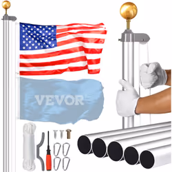 Caractéristiques & Détails Matériau et structure améliorés : notre kit de mât de drapeau est fabriqué en alliage d'aluminium  ...