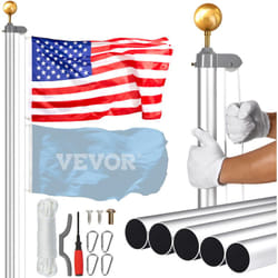 VEVOR Kit de mat de drapeau detachable 7550 mm, mat de drapeaux en alliage dealuminium robuste dans le sol pour exterieur, mat de drapeau a 3 modes