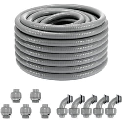 Vevor - Conduit electrique flexible, 19,1 mm, conduit etanche aux liquides en pvc, 30,5 m, non metallique, avec 5 connecteurs 180° et 5 connecteurs