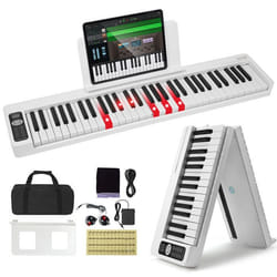 Clavier Piano Pliable 61 Touches-VEVOR-Piano Électronique Numérique Portable avec Pédale de Sustain-Débutants Adolescents-Blanc