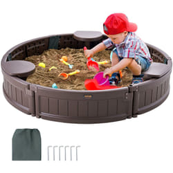 Vevor - Bac a sable avec couvercle, 120 x 23 cm, bac a sable rond en pehd avec 3 sieges deangle et doublure inferieure, pour jardin exterieur, plage,