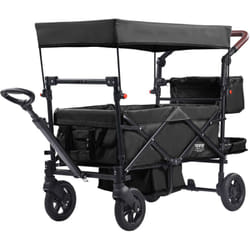 Vevor - Chariot pliable pour 2 enfants, charge 25 kg, poussette avec poignee reglable, ceinture de securite, auvent amovible, roue a freins, chariot