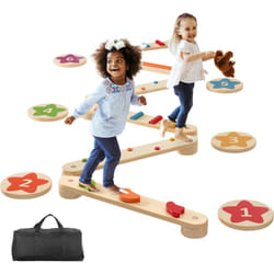 Vevor - Poutres deequilibre en bois pour tout-petits, 6PCS, jouet Montessori pour enfant 2-6 ans, avec pierres deobstacle pour coordination,