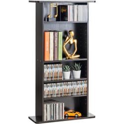 Tour de rangement multimedia Vevor finition expresso, etagere a 5 niveaux pour 240 cd, etageres reglables pour lorganisation de la musique, des