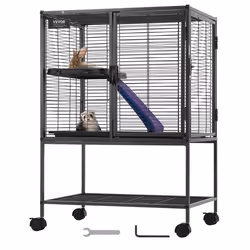 Cage Mobile en Métal pour Furets-VEVOR-610 x 440 x 865 mm-Habitat Spacieux à Deux Niveaux Rampes et Plateau Inclus