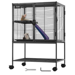 Cage Mobile en Métal pour Furets-VEVOR-610 x 440 x 865 mm-Habitat Spacieux à Deux Niveaux Rampes et Plateau Inclus