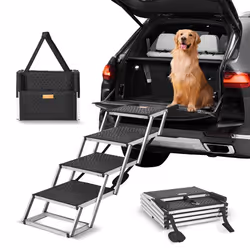 Escalier pour Animaux de Compagnie-VEVOR-430mmx330mmx160 mm-Rampe Large pour Chien à 4 Marches-pour SUV et Camions