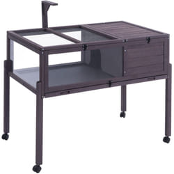 Vevor - Habitat pour tortues, maison en bois pour tortues deinterieur et deexterieur, enclos roulant pour tortues avec support deeclairage, enclos