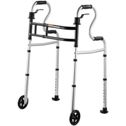 VEVOR Deambulateur pliable a roulettes, conception polyvalente 3 en 1, hauteur et largeur reglables, cadre en aluminium leger Roues avant pour une