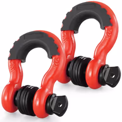 Manille à Anneau D 19 mm-VEVOR-lot de 2 Manilles de Remorquage Acier Allié-Récupération pour VTT Camions Jeep-Rouge