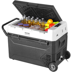 Refrigerateur Portable a Compression 60 l, Mini Frigo de Voiture 12 v, Glaciere sur Roulettes a Zone Unique, Temperature Reglable -20 °c a 20 °c,