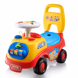 Voiture à Pousser-VEVOR-1 à 3 Ans-Jouet à Monter Assis pour Se Tenir Debout-Volant Musical-Klaxon et Rangement Sous Le Siège- ...