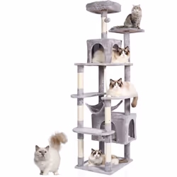 Caractéristiques & Détails Centre d'activités pour chats : cet arbre à chat à plusieurs niveaux est parfait pour 1 à 5 chats  ...