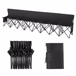 Banc Pliant Portable à 8 Places-VEVOR-Banc de Camping Pliable dextérieur-pour Pêche Football-Noir