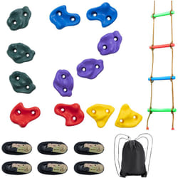 Vevor - Kit deascension pour arbre ninja, comprenant 12 poignees deescalade, 6 sangles a cliquet securisees et une echelle ascendante. Concu pour les