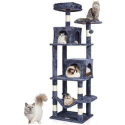 Vevor - Arbre a chat pour chats deinterieur, tour a chat de 63 pouces avec 2 condos pour chats, griffoir en sisal, hamac, perchoir superieur,