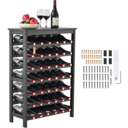 Etagere a vin pour 42 bouteilles, rangement en bambou a 7 couches avec surface superieure, etagere autoportante stable pour bouteilles, ideale pour