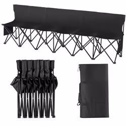 Banc Pliant Portable à 6 Places-VEVOR-Banc de Camping Pliable en Plein Air avec Sac de Transport-pour Pêche Football