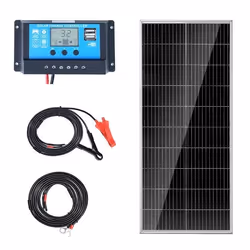 Panneau Solaire Portable - VEVOR - Kit de Panneau Solaire Monocristallin 100 W 12 V et Contrôleur de Charge