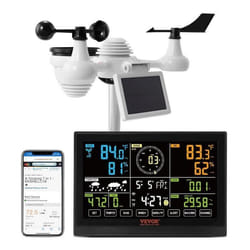 VEVOR Station Météo WiFi 7 en 1 Station Météo sans Fil Intérieur Extérieur Solaire Grand Écran Couleur 75 po