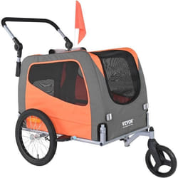 Remorque Vélo pour Animaux-VEVOR-Orange-Gris765x535x530mm-Charge30kg Cadre Facile à Plier- Roues à Dégagement RapideRéflecteurs
