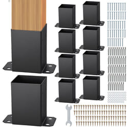 Lot de 10 Support de Poteau Bois-VEVOR-102x102 mm Base de Poteaux Interne-pour Support Garde-corps Terrasse Pavillon